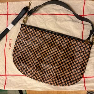 Clare V Black and Natural Woven Moyen Messenger
